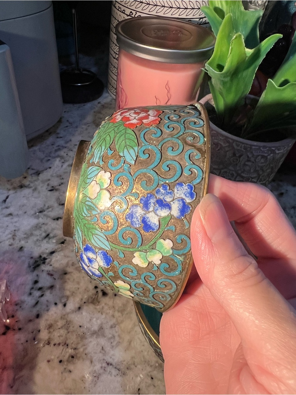 Set of 3 Amazing & Rare Floral Cloisonné Bowls, expect some imperfections - Picture 7 of 16